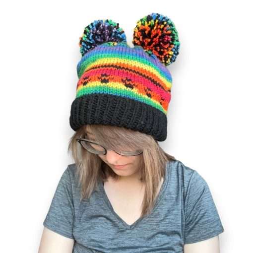 Rainbow & MIdnight Bear Winter Paw Beanie