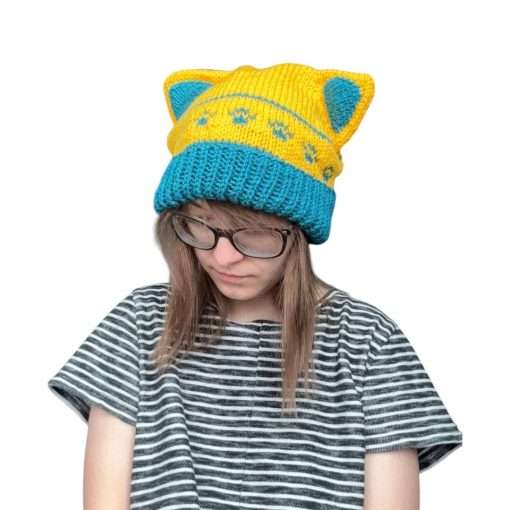 Aurora & Lemon Cat Winter Paw Beanie